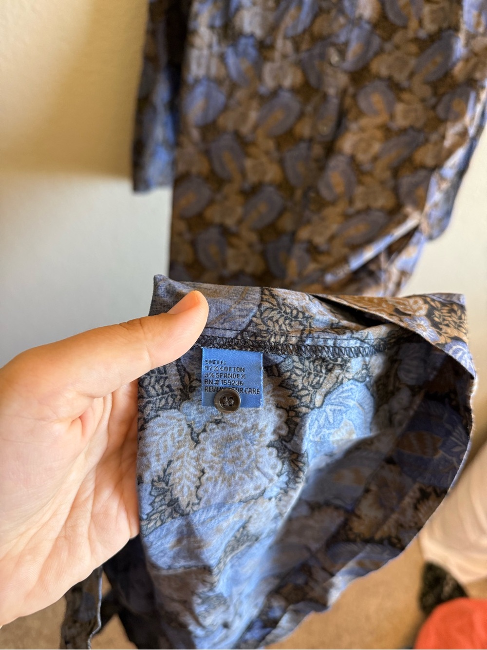 J. McLaughlin Cotton Blue Button Front Midi Shirt Dress Printed Block Print Sz L - Picture 8 of 9